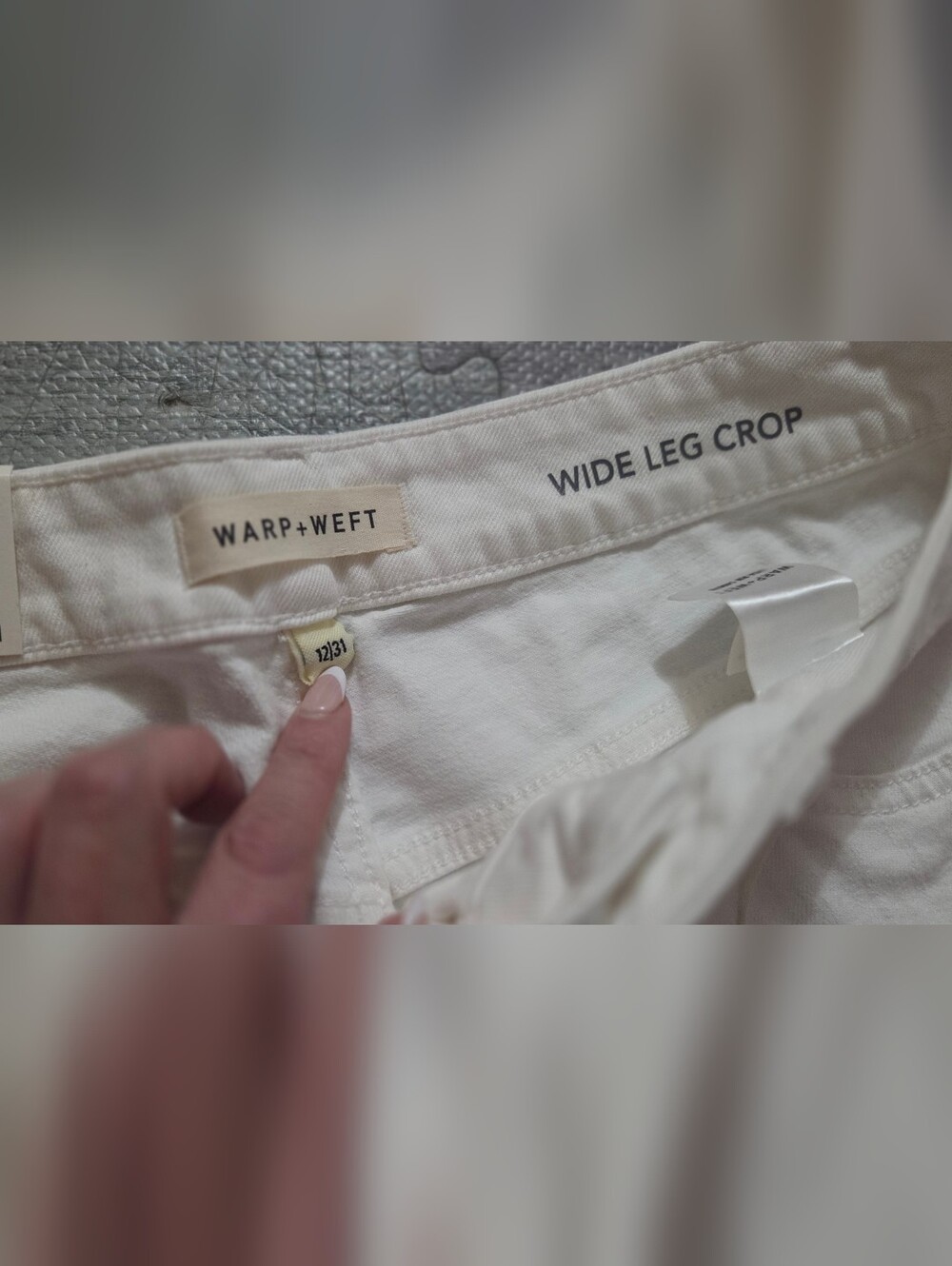 NWT Warp + Weft Wide Leg Ankle Crop Jeans in White Size 12 / 31 - Picture 7 of 12